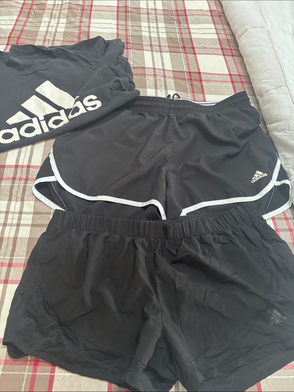 adidas Black Athletic Shorts with White Trim bundle